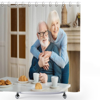 Personality  Mature Loving Couple Feeling Happiness Shower Curtains