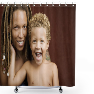 Personality  Mother And Son Shower Curtains