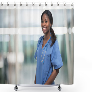 Personality  Smiling Nurse Outdoors Shower Curtains