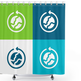 Personality  Around The World Flat Four Color Minimal Icon Set Shower Curtains