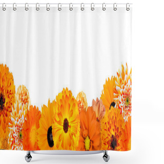 Personality  Selection Of Various Orange Flowers At Bottom Row Isolated Shower Curtains