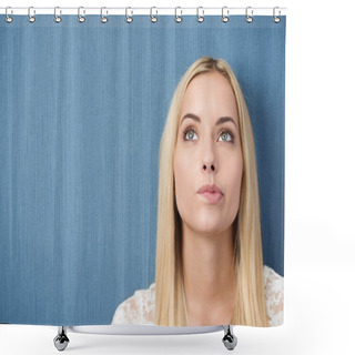 Personality  Thoughtful Young Woman Biting Her Lip Shower Curtains