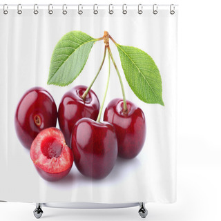 Personality  Sweet Cherry On A White Background Shower Curtains