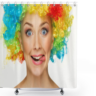 Personality  Girl In Wig Shower Curtains