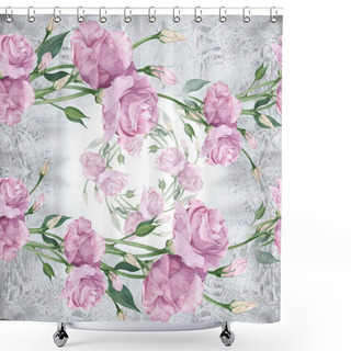 Personality  Eustoma - Flowers And Buds. Collage Of Flowers, Leaves And Buds  Shower Curtains
