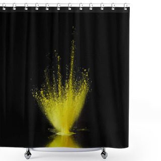 Personality  Yellow Holi Powder Explosion On Black, Hindu Spring Festival Shower Curtains
