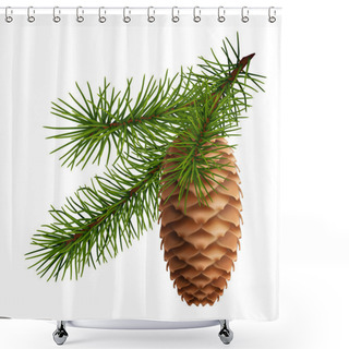 Personality  Pine Cone With Branch Shower Curtains
