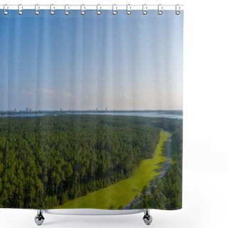 Personality  Aerial View Of The Gulf Coast Outdoors In Elberta, Alabama  Shower Curtains