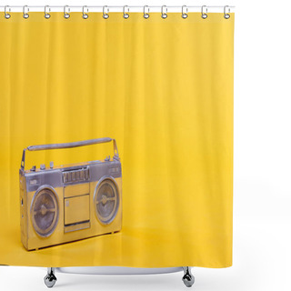 Personality  Close-up View Of Trendy Silver Tape Recorder Isolated On Yellow Shower Curtains