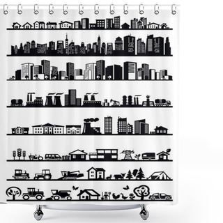 Personality  Houses And City Icons Shower Curtains