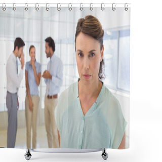 Personality  Colleagues Gossiping With Sad Businesswoman In Foreground Shower Curtains