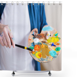 Personality  Man With Paint Brush And Pallet  Shower Curtains