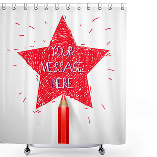 Personality  Red Star With Pencil Shower Curtains