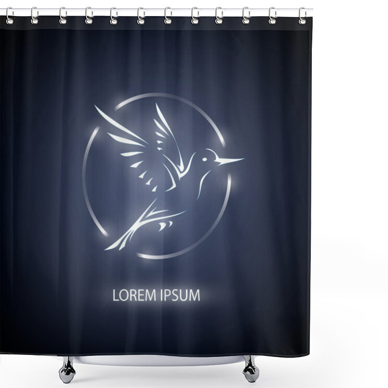 Personality  Colibri symbol on blue background for mascot or emblem design shower curtains