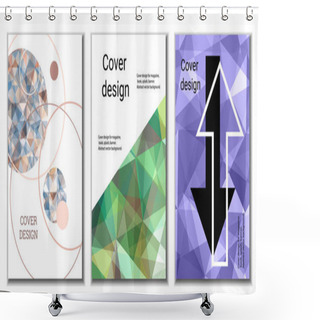 Personality  Cover Design. Set Of 3 Covers. Unusual Bright Gradient Abstract Background For Magazine, Book, Splash, Banner, Vector. Shower Curtains