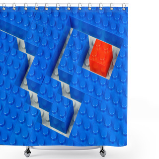 Personality  Pathes Trough A Field Of Blue Building Bricks Shower Curtains