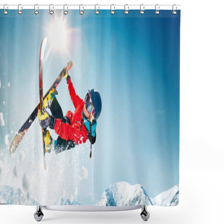 Personality  Skiing. Extreme Winter Sports. Shower Curtains