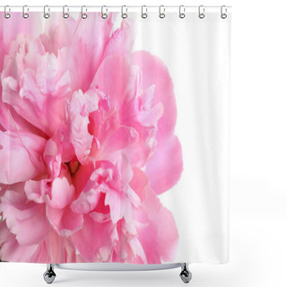Personality  Beautiful Fresh Peony Flower On White Background, Top View Shower Curtains