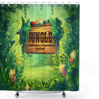 Personality  Vector Cartoon Illustration Of Background Rainforest Shower Curtains
