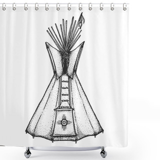 Personality  Hand Drawn Indian Tipi Vintage Illustratio Shower Curtains