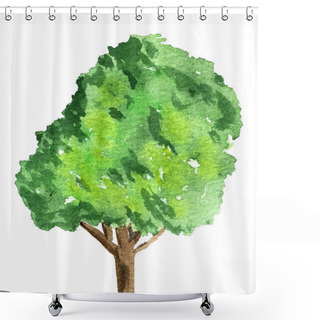 Personality  Watercolor Tree On A White Background. Raster Illustration For Design Shower Curtains