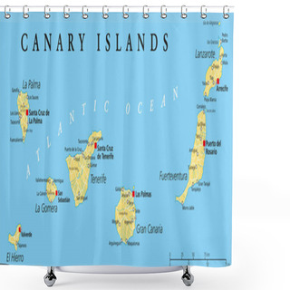 Personality  Canary Islands Political Map Shower Curtains