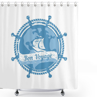 Personality  Nautical Emblem Concept Shower Curtains