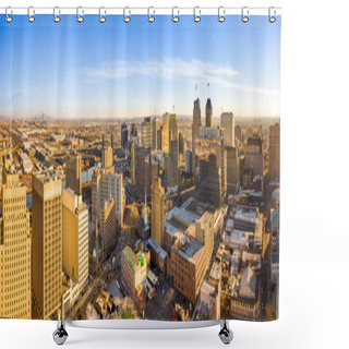 Personality  Aerial Panorama Of Newark New Jersey Skyline Shower Curtains