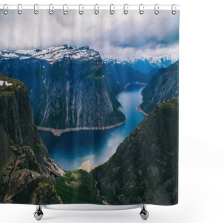 Personality  Lake And Mountains In Norway Shower Curtains
