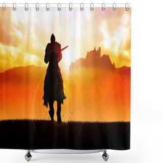 Personality  Medieval Knight On Horse Carrying A Lance Shower Curtains