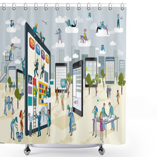 Personality  Large Digital Tablet Shower Curtains