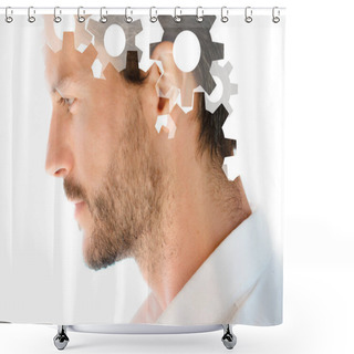 Personality  A Portrait Combined With A Digital Illustration Shower Curtains
