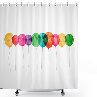 Personality  Birthday Card With Colorful Transparent  Balloons Shower Curtains