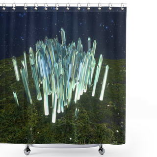 Personality  A Cluster Of Precision-cut Magic Crystal, Science Fiction And Magic Theme, 3d Rendering. Shower Curtains