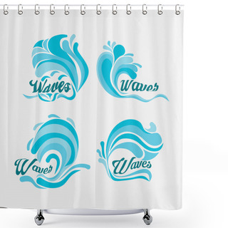 Personality  Set Of Waves, Sea Components Design, Silhouette Waves Shower Curtains