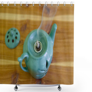 Personality  Smoke From  Cone Incense. Kettle Oil Burner. Shower Curtains
