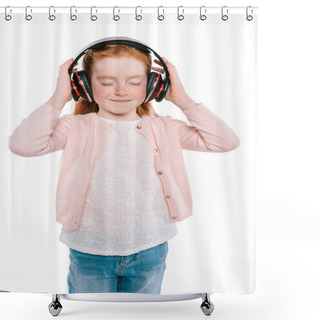 Personality  Child Listening Music With Headphones Shower Curtains