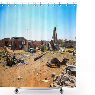 Personality  Tornado Damaged Homes In A Small Township Shower Curtains