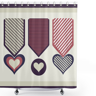 Personality  Collection Of Medals In The Form Of Hearts. Shower Curtains
