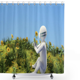 Personality  Figure With Flowers Shower Curtains
