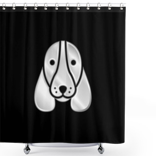 Personality  Basset Hound Dog Head Silver Plated Metallic Icon Shower Curtains