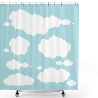 Personality  Soft Blue Clouds Shower Curtains
