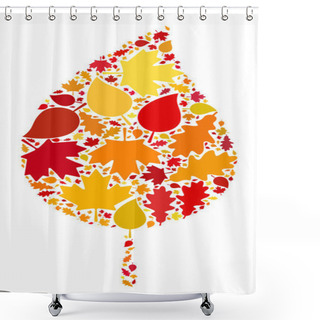 Personality  Floral Leaf Autumn Mosaic Icon With Fall Leaves Shower Curtains