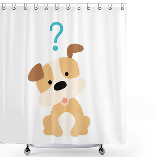 Personality  Little Dog Wondering Cartoon Character Vector Shower Curtains