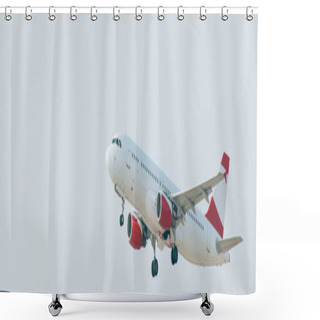 Personality  Departure Of Airplane With Cloudy Sky At Background, Panoramic Shot  Shower Curtains
