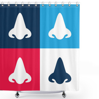 Personality  Big Nose Blue And Red Four Color Minimal Icon Set Shower Curtains