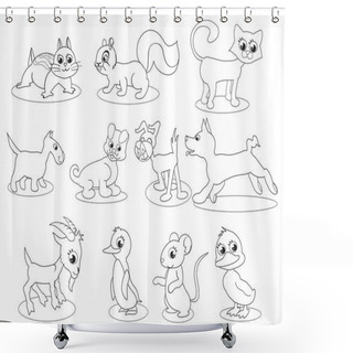 Personality  Coloring Cartoon Animals Vector Shower Curtains