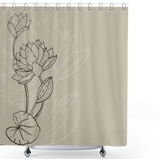 Personality  Retro Background With A Water Lily Shower Curtains