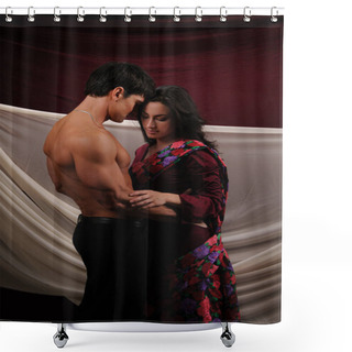 Personality  The Sexy Couple Share An Embrace Together Shower Curtains