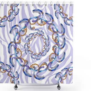 Personality  Belt And Chain Fashion Glamour Illustration. Accessories Watercolor Set.  Shower Curtains